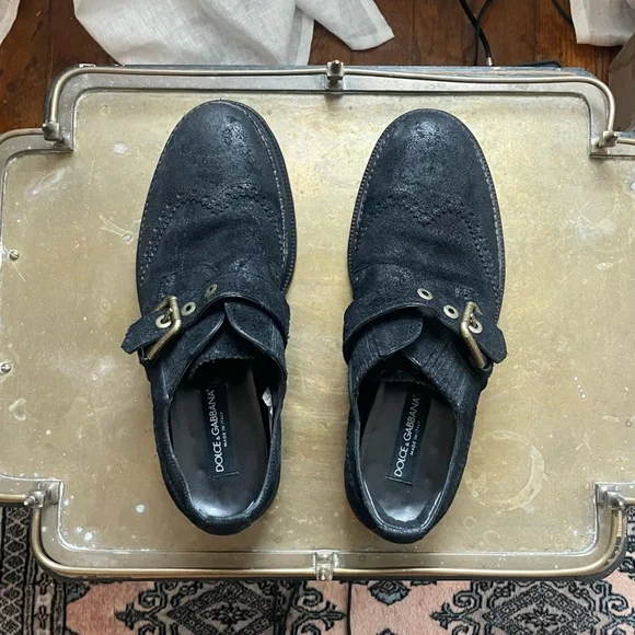 Vintage Dolce & Gabbana Monkstrap Suede Derby Shoes - Picture 3 of 5